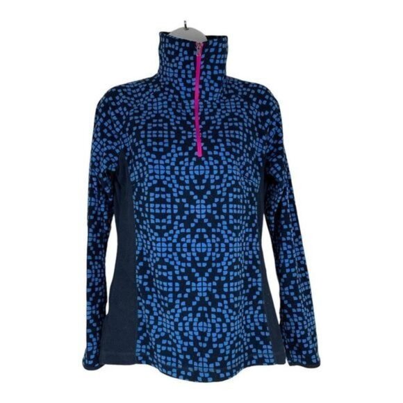 Columbia Womens Small Half-Zip Fleece Pullover Blue Geometric Pattern Polyester - Picture 1 of 9